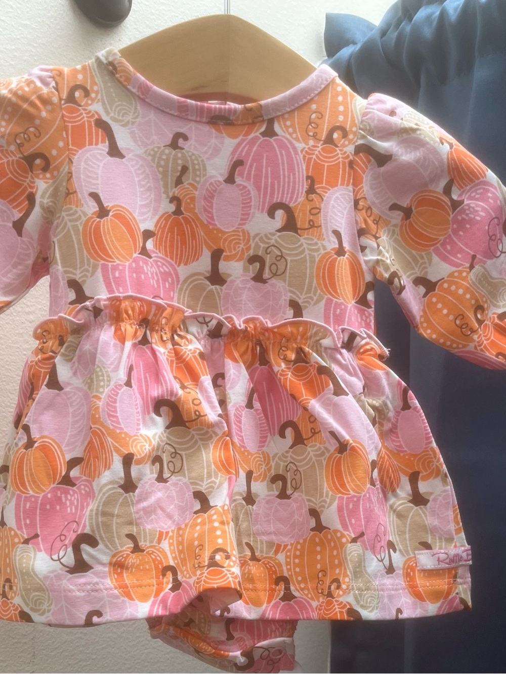 Kids Pumpkin Print Dress Romper - Pink & Orange